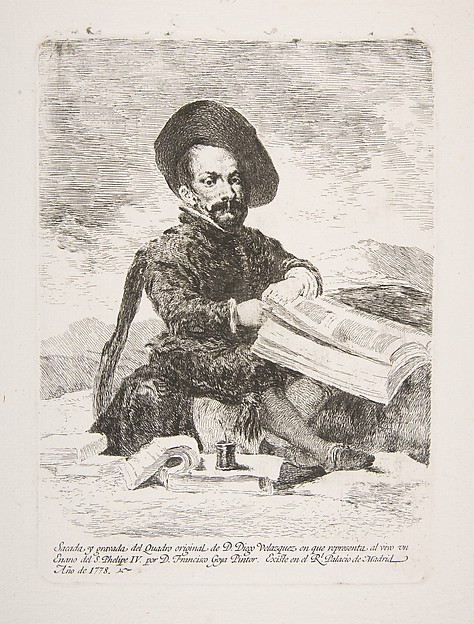 Portrait of an unidentified court dwarf with books, after Velázquez