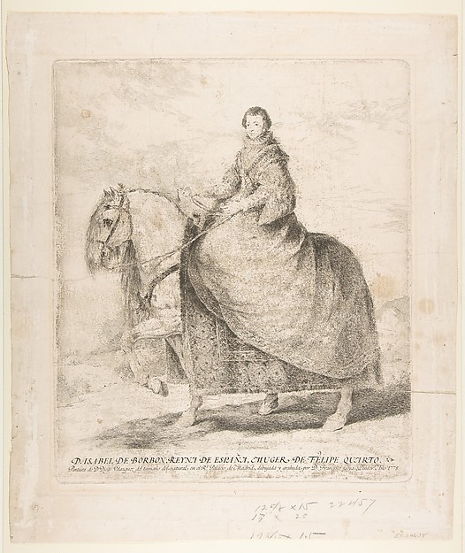 Isabel of Bourbon, Queen of Spain on horseback, after Veláquez