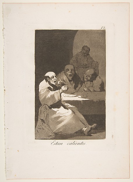 Plate 13 from "Los Caprichos": They are hot (Estan calientes)