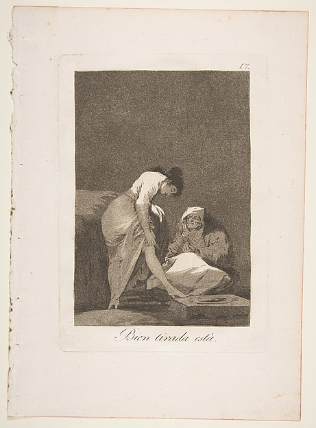 Plate 17 from "Los Caprichos": It is nicely stretched (Bien tirada está)
