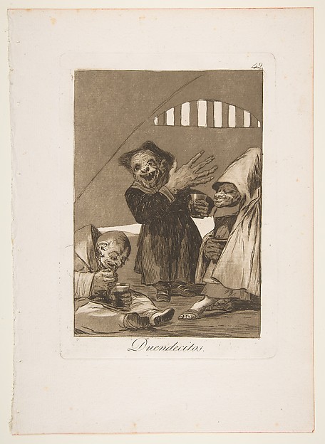 Plate 49  from "Los Caprichos": Hobgoblins (Duendecitos)