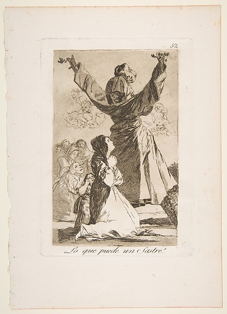 Plate 52 from "Los Caprichos": What a tailor can do! (Lo que puede un Sastre!)