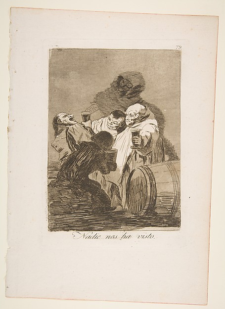 Plate 79 from "Los Caprichos": No one has seen us (Nadie nos ha visto)