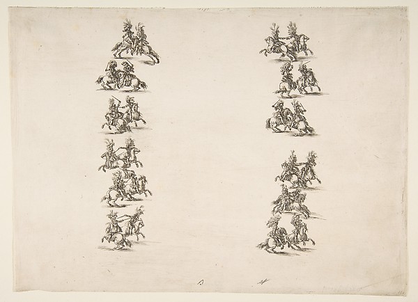 Twenty-four Cavaliers Fighting in Two Columns