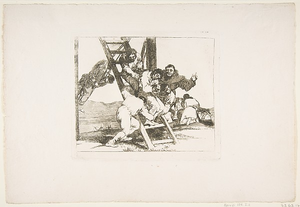 Plate 14 from "The Disasters of War" (Los Desastres de la Guerra): 'It's a Hard Step!' (Duro es el paso!)