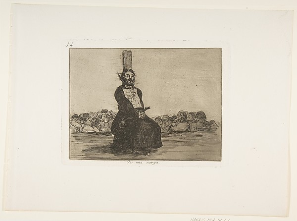 Plate 34 from "The Disasters of War" (Los Desastres de La Guerra): 'On account of a knife' (Por una navaja)