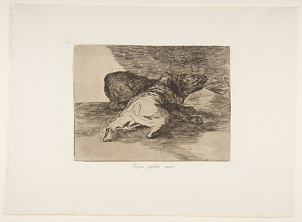 Plate 40 from "The Disasters of War" (Los Desastres de La Guerra): 'He gets something out of it' (Algun partido saca)