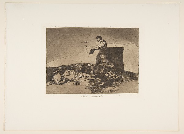 Plate 48 from "The Disasters of War" (Los Desastres de la Guerra): 'Cruel tale of woe!' (Cruel Lástima!)