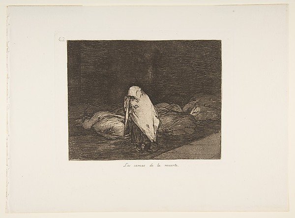 Plate 62  from "The Disasters of War" (Los Desastres de la Guerra): 'The beds of death' (Las camas de la muerte)