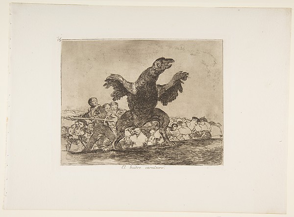 Plate 76 from "The Disasters of War" (Los Desastres de la Guerra): 'The carnivorous vulture' (El buitre carnívoro)