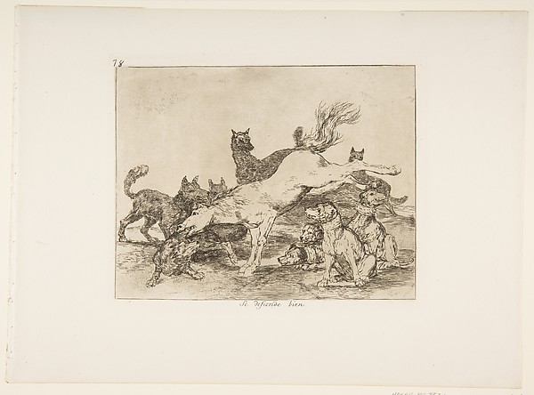 Plate 78 from "The Disasters of War" (Los Desastres de la Guerra): 'He defends himself well' (Se defiende bien)