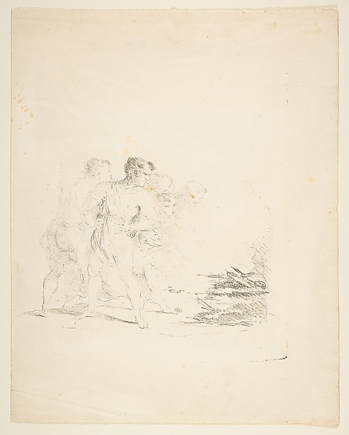Men Spitting at a Fire