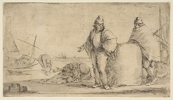 Two sailors with a bale of merchandise