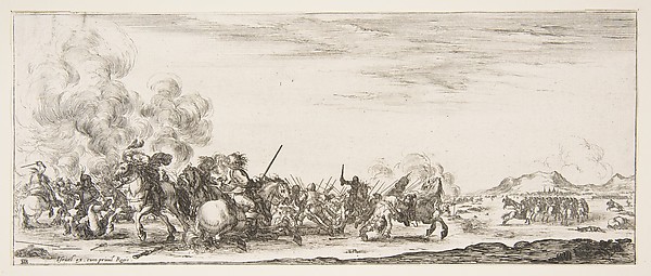 A battle on horseback, from "Peace and War" (Divers desseins tant pour la paix que pour la guerre)