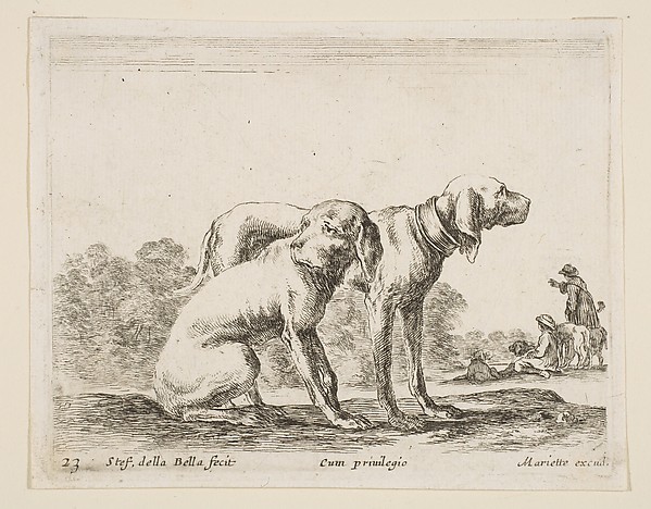 Two hounds, plate 23 from "Various Animals" (Diversi Animali)