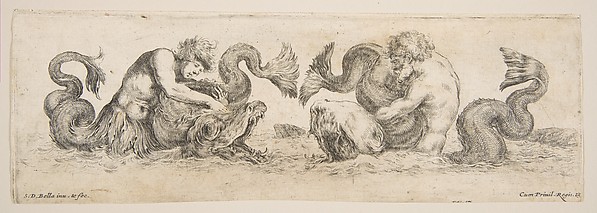 Frieze with Tritons and Dolphins, plate 13 from "Decorative friezes and foliage" (Ornamenti di fregi e fogliami)