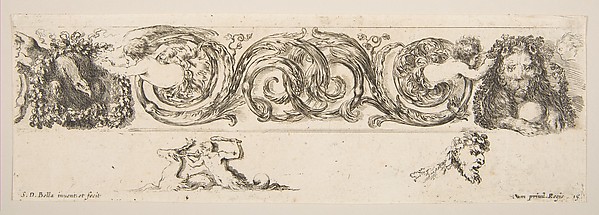 Rinceaux with Eagle and Lion, plate 15 from "Decorative friezes and foliage" (Ornamenti di fregi e fogliami)