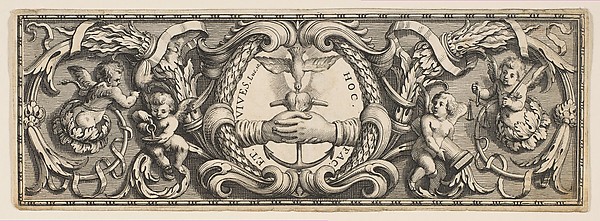 Frieze of Ornament with Clasped Hands and Anchor