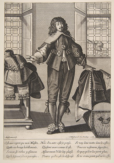 A Valet Putting Away the Luxious Clothes of His Master