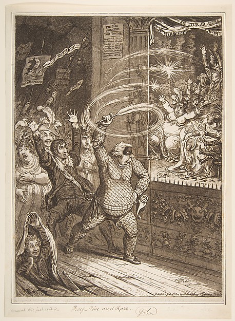 Blowing-up the Pic-Nic's;–or–Harlequin Quixote Attacking the Puppets, vide Tottenham Street Pantomime