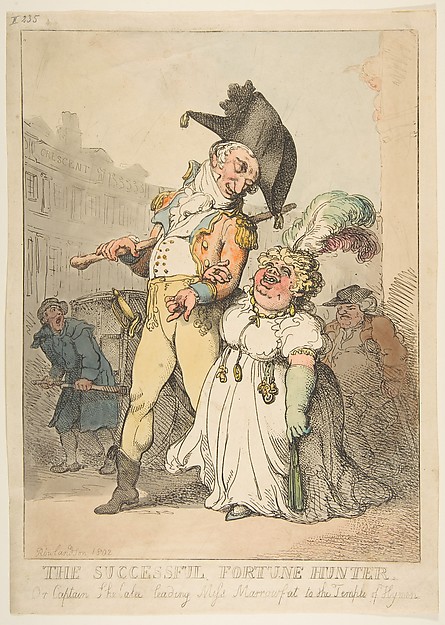 The Successful Fortune Hunter, or Captain Shelalee Leading Miss Marrowfat to the Temple of Hymen