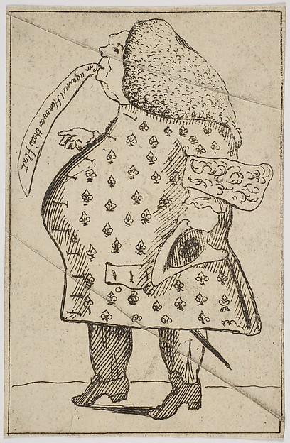 Caricature of a Man declaring: "I'm against Hanover that's flat"