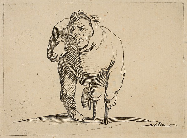 L'Estropié a la Béquille et a La Jambe de Bois (The Cripple with a Crutch and a Wooden Leg), from Varie Figure Gobbi, suite appelée aussi Les Bossus, Les Pygmées, Les Nains Grotesques (Various Hunchbacked Figures, The Hunchbacks, The Pygmes, The Grotesque Dwarfs)