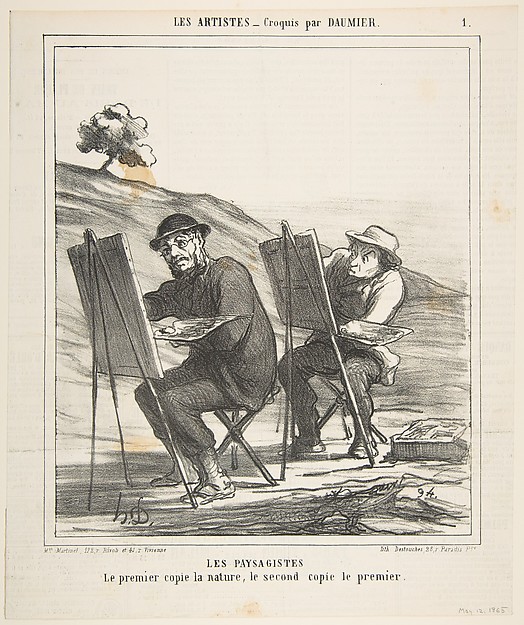 The landscape painters, the first copies nature, the second copies the first, from 'The artists,' published in Le Charivari, May 12, 1865