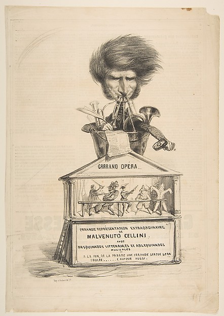 Caricature of Berlioz, from "La Caricature Provisoire, no. 1"