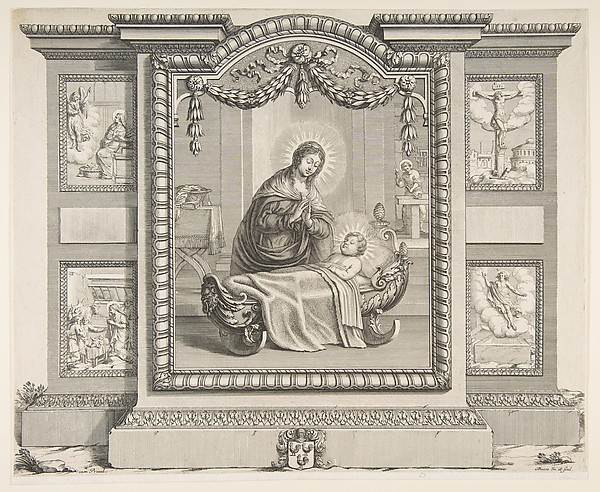 The Nativity with Scenes of The Annunciation, The Adoration of the Shepherds, The Crucifixion and The Resurrection by Abraham Bosse