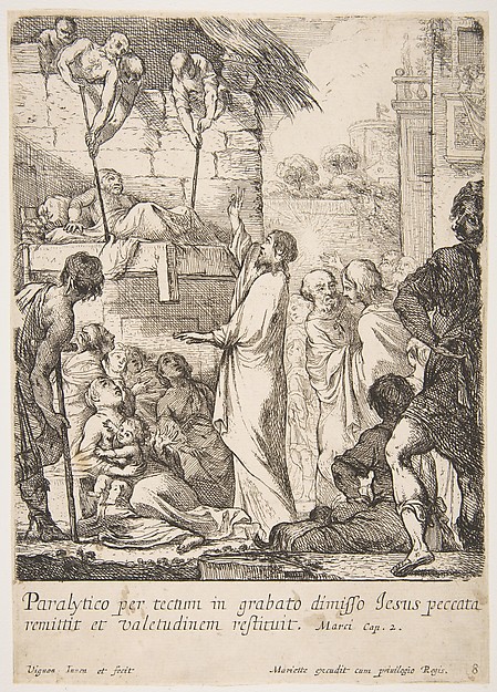 Healing the Paralytic (Jésus-Christ prouve en guérissant un paralytique, qu'il a le pouvoir de pardonner les péchés) by Claude Vignon
