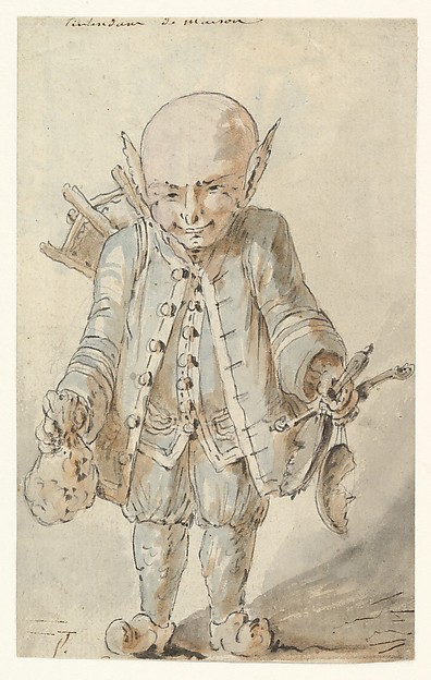 Caricature of  a Junkman [recto], Caricature of a School Master [verso]