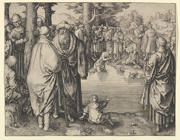 The Baptism of Christ in the River Jordan by Lucas van Leyden