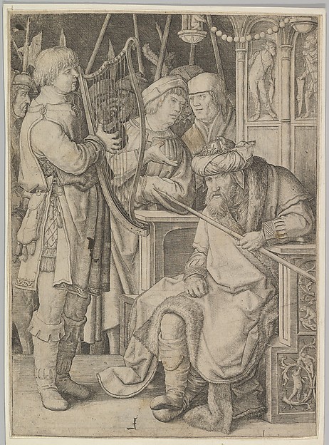 David Playing the Harp Before Saul by Lucas van Leyden