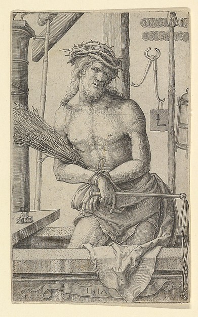 Christ as the Man of Sorrows with the Instruments of the Passion. by Lucas van Leyden