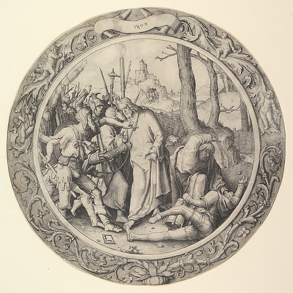 The Betrayal of Christ, (Christ Taken Captive), from the Circular Passion by Lucas van Leyden