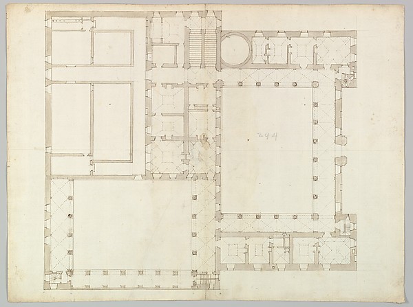 Unidentified building, plan (recto) blank (verso)