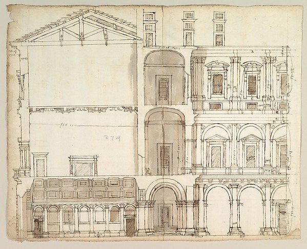 Palazzo Farnese, section (recto) blank (verso)