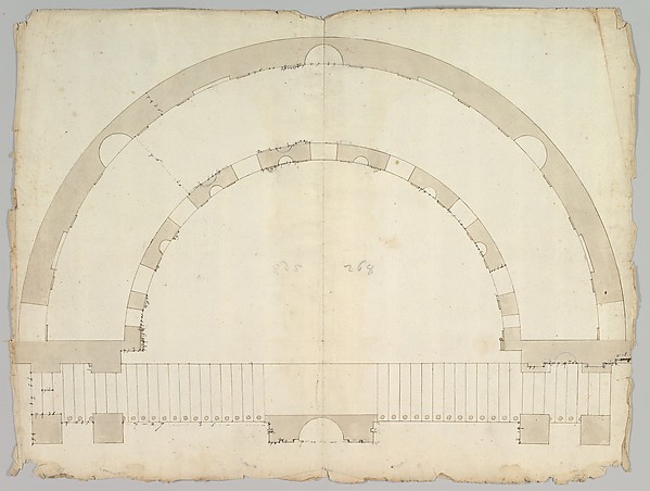 Cortile del Belvedere, Upper Courtyard, stair, plan (recto) blank (verso)