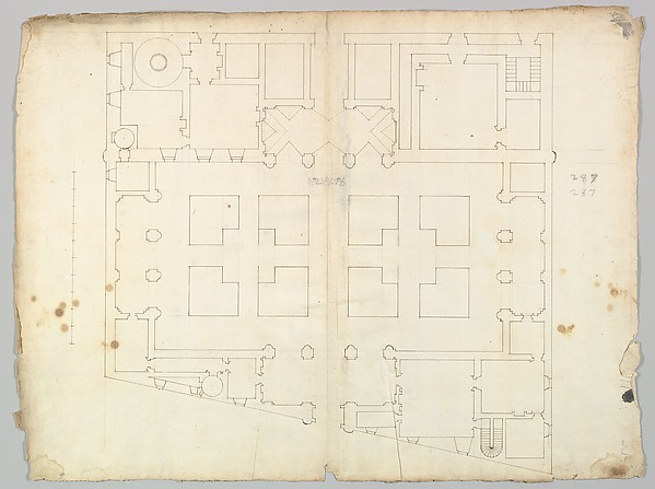 Palazzo Farnese, plan, garden extension (recto) blank (verso)