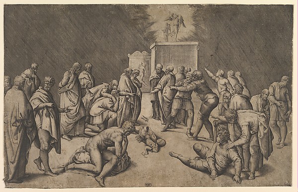 The Philistines Place the Ark of the Covenant in the Temple of Dagon by Battista Franco