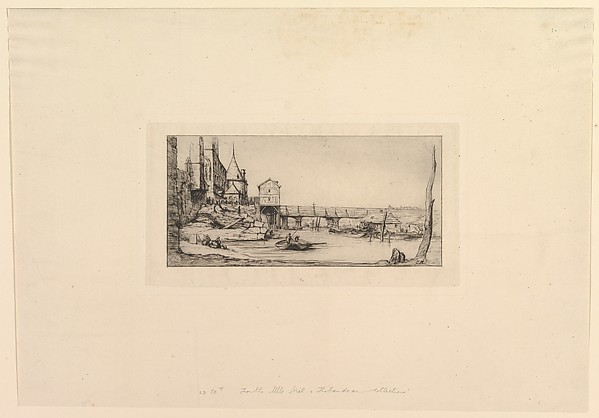Passerelle du Pont-au-Change, après l'incendie de 1621 (The Footbridge temporarily replacing the Pont-au-Change, Paris, after the fire of 1621, after Della Bella)