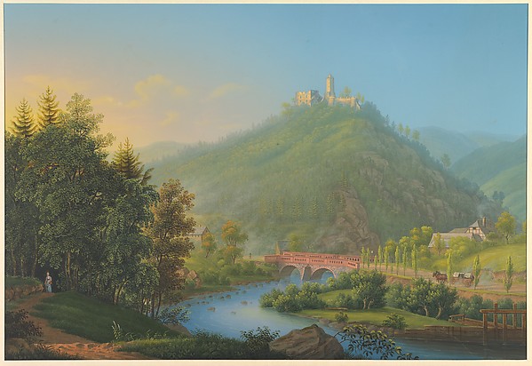 Johann Heinrich Bleuler — View of Kynsburg over the Weistritz River Valley in Silesia