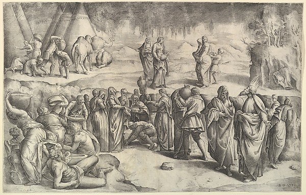 The Israelites Gathering Manna by Battista Franco