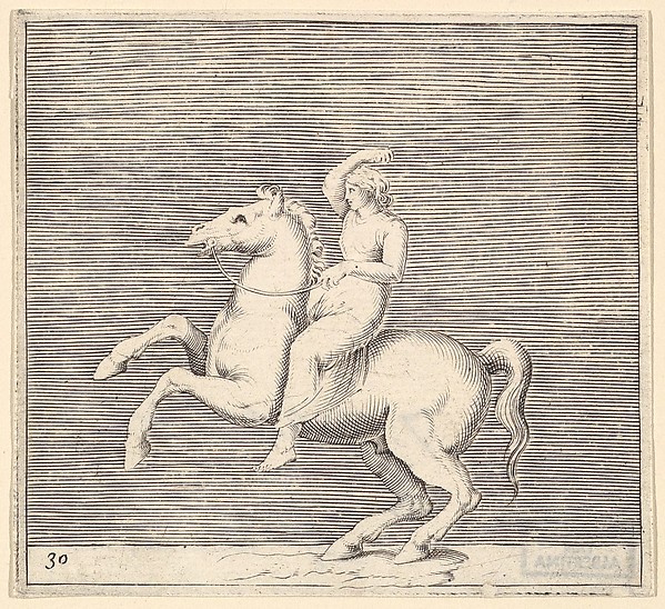 Woman on Rearing Horse, from "Ex Antiquis Cameorum et Gemmae Delineata/ Liber Secundus/et ab Enea Vico Parmen Incis"