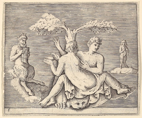 Two Lovers with Pan, from "Ex Antiquis Cameorum et Gemmae Delineata/ Liber Secundus/et ab Enea Vico Parmen Incis"