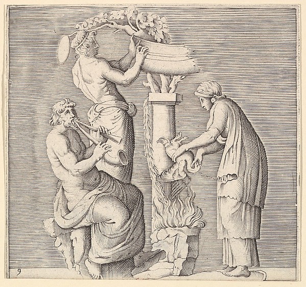 Sacrifice of a Swan, from "Ex Antiquis Cameorum et Gemmae Delineata/ Liber Secundus/et ab Enea Vico Parmen Incis"