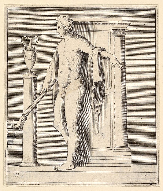Man with Torch at Temple Door, from "Ex Antiquis Cameorum et Gemmae Delineata/ Liber Secundus/et ab Enea Vico Parmen Incis"