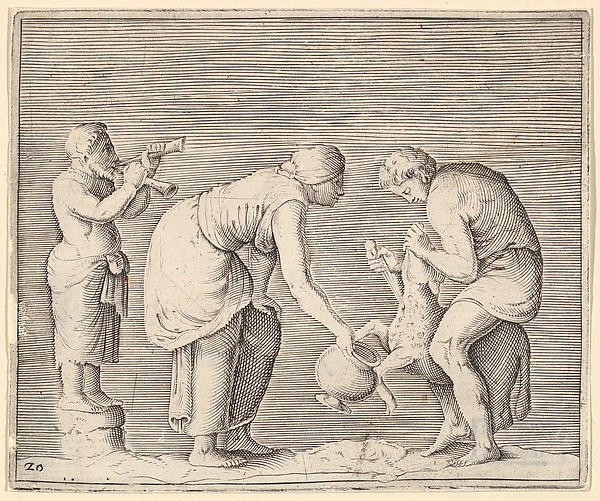 A Woman Collecting Blood from a Sheep, from "Ex Antiquis Cameorum et Gemmae Delineata/ Liber Secundus/et ab Enea Vico Parmen Incis"