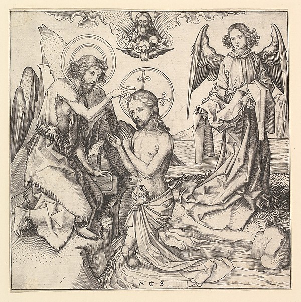 Baptism of Christ by Martin Schongauer